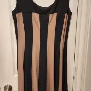 Black and Tan flare dress.